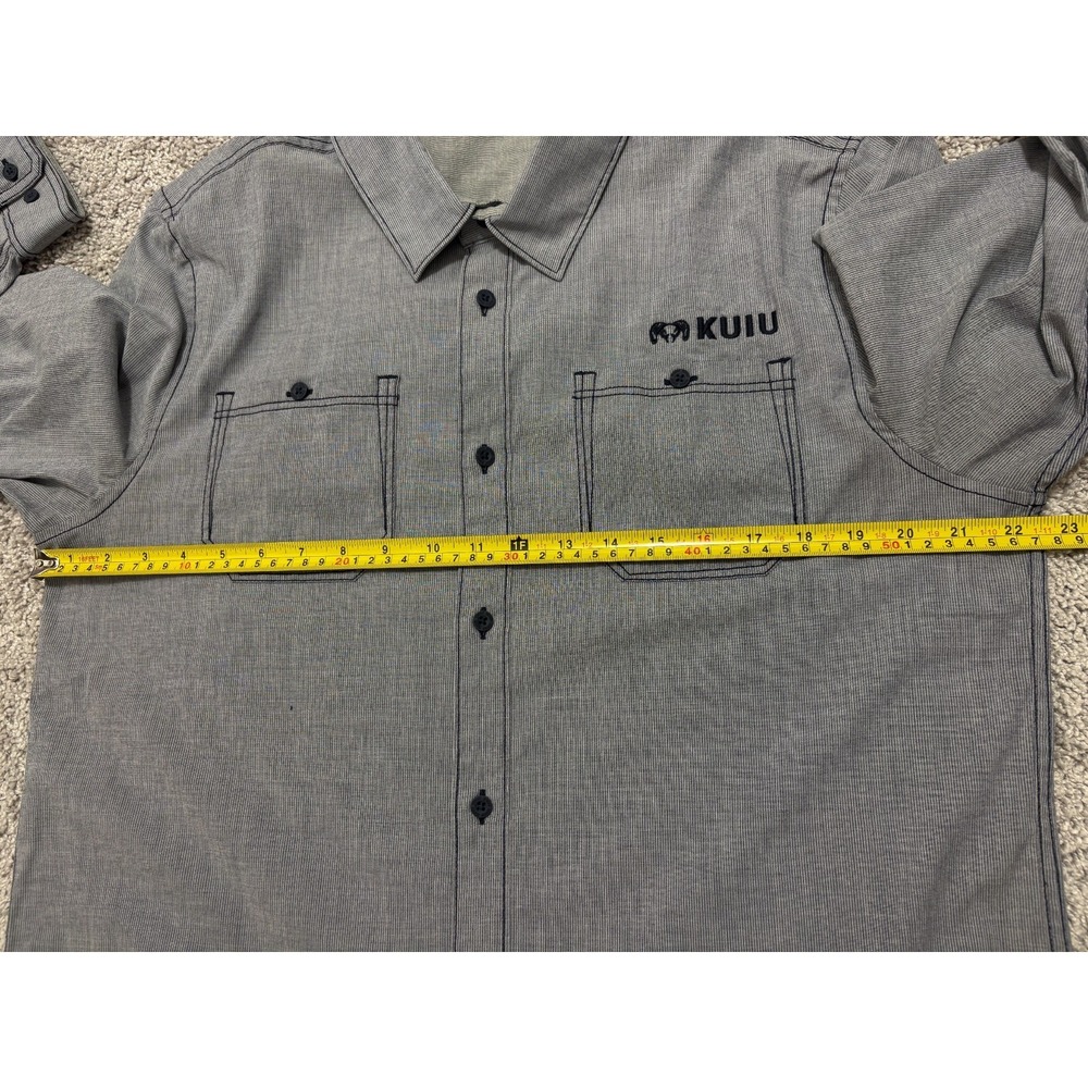 KUIU BASIN Shirt Long Sleeve Button Up Gray Pockets Tiny Stripe Mens Large - Picture 13 of 16